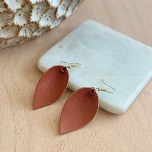 Vegan Leather Mini Earrings- Terracotta & Gold